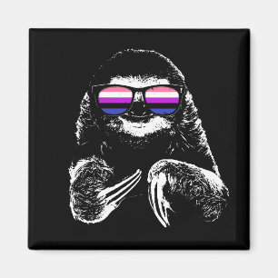Pride Sloth Genderfluid Flag Sunglasses Magnet