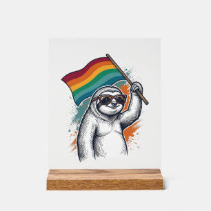 Pride Sloth Vintage Engraving T-Shirt Design_1 Acrylic Sign