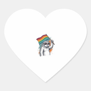 Pride Sloth Vintage Engraving T-Shirt Design_1 Heart Sticker