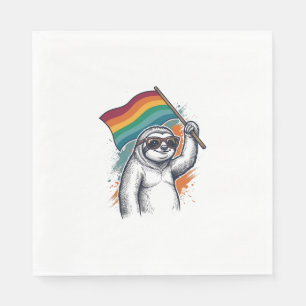 Pride Sloth Vintage Engraving T-Shirt Design_1 Napkin
