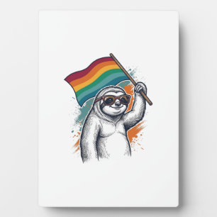 Pride Sloth Vintage Engraving T-Shirt Design_1 Plaque