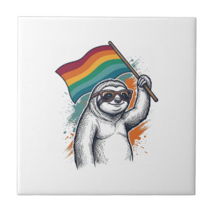 Pride Sloth Vintage Engraving T-Shirt Design_1 Tile