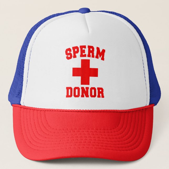 PRIDE SPERM DONOR DISPENSER FUNNY HALLOWEEN COSTUM TRUCKER HAT (Front)