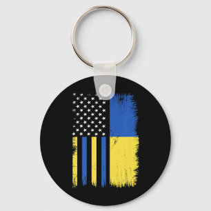 Pride Stand With Ukraine Vintage Ukrainian America Key Ring