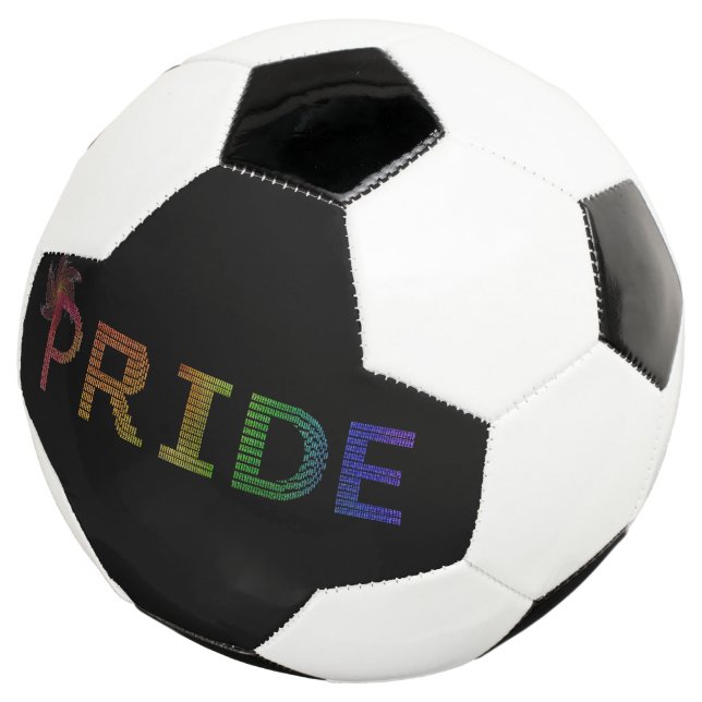 Pride Sticker - Rainbow Text Football (Three Quarter)