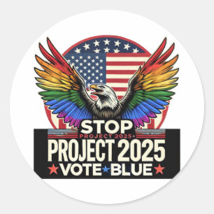 Pride - Stop Project 2025 - Vote Blue Classic Round Sticker
