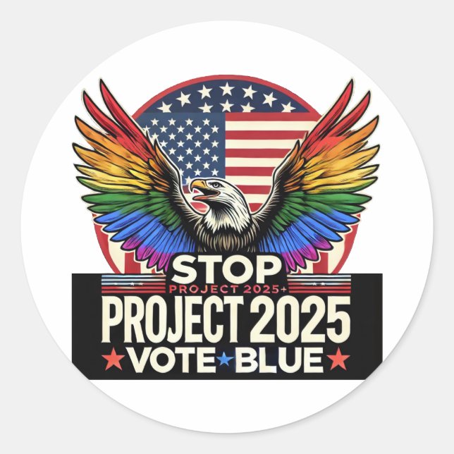 Pride - Stop Project 2025 - Vote Blue Classic Round Sticker (Front)