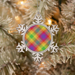 Pride Tartan Snowflake Pewter Christmas Ornament