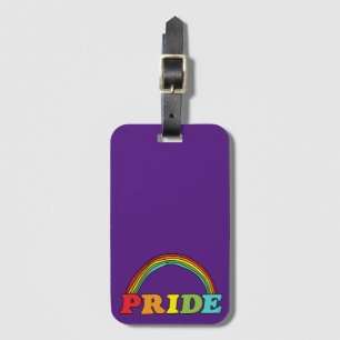 Pride Text and Rainbow Trucker Hat T-Shirt Grocery Luggage Tag