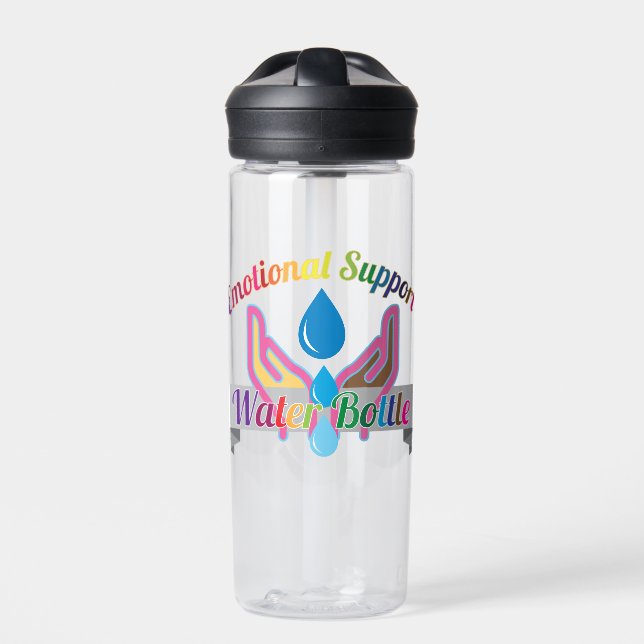 PRIDE Themed Clear Emotional Support Water Bottle (Front)
