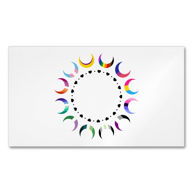 Pride Time Crescent Moon Design Magnetic Business Card (Front)