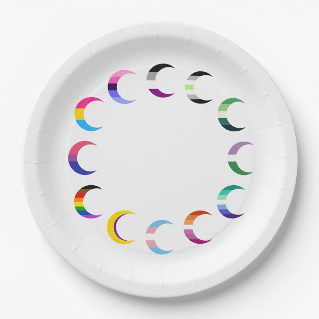 Pride Time Crescent Moon Design Paper Plate (Front)