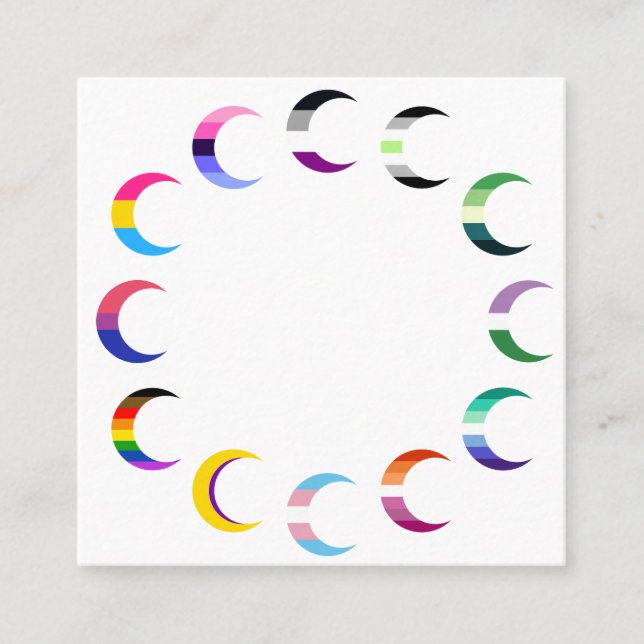Pride Time Crescent Moon Design Square Business Card (Front)