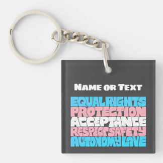 PRIDE Trans flag LGBT personalised Name or Text Key Ring