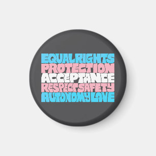 PRIDE Trans rights word art flag LGBT quote ally  Magnet