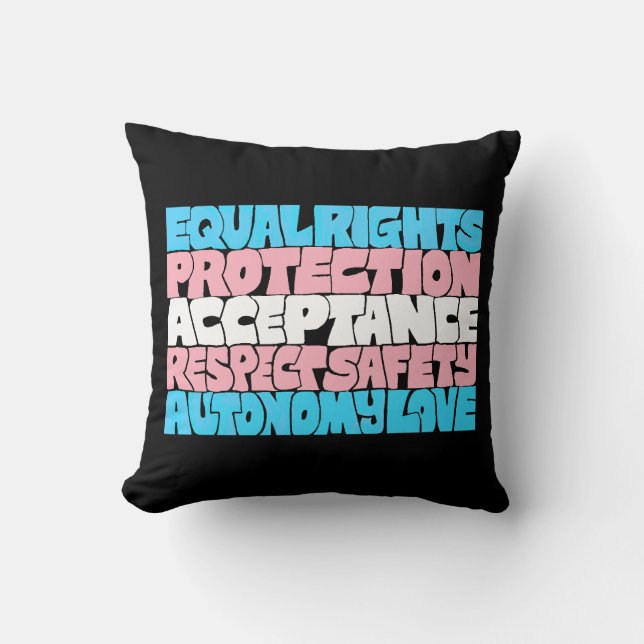 PRIDE Trans rights word art flag LGBT quote gift  Cushion (Front)