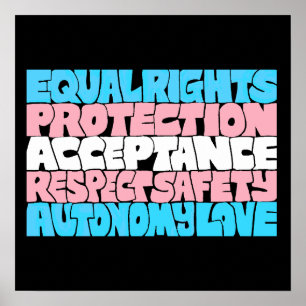 PRIDE Trans rights word art flag LGBT quote gift  Poster