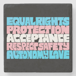 PRIDE Trans rights word art flag LGBT quote gift Stone Coaster