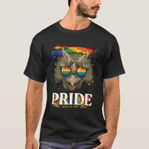 Pride Triceratops Dinosaur LGBTQ Rainbow Flag Prid T-Shirt