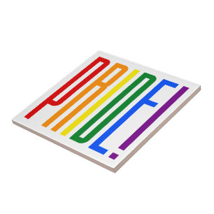 Pride Typography LGBT Rainbow Flag Colours Tile
