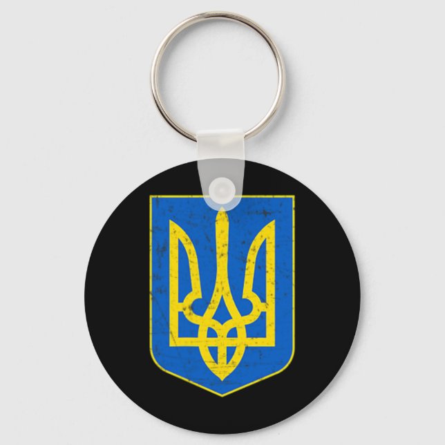 Pride Ukrainian Flag Coat Of Arms Gift Support  Key Ring (Front)