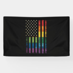 Pride USA America Distressed Rainbow Flag LGBTQ Banner