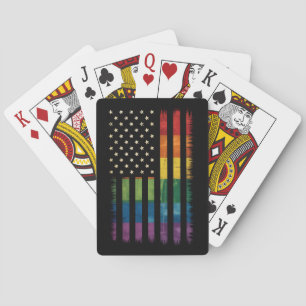 Pride USA America Distressed Rainbow Flag LGBTQ Playing Cards