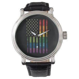 Pride USA America Distressed Rainbow Flag LGBTQ Watch