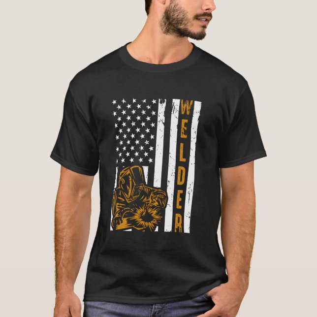 Pride Usa Flag Dad Father Welding T-Shirt (Front)