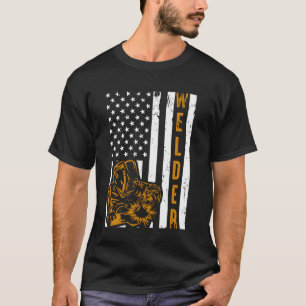 Pride Usa Flag Dad Father Welding T-Shirt