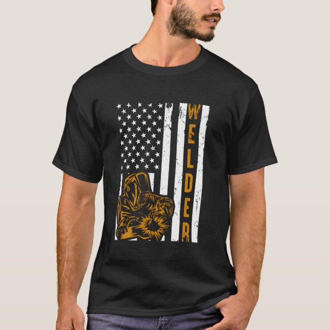 Pride Usa Flag Dad Father Welding T-Shirt (Front)