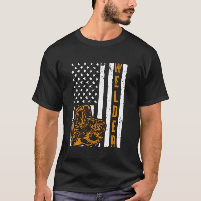 Pride Usa Flag Men Dad Father Welding T-Shirt (Front)
