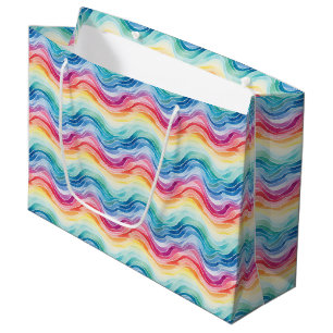 Pride Wavy Rainbow Stripes Pattern Large Gift Bag