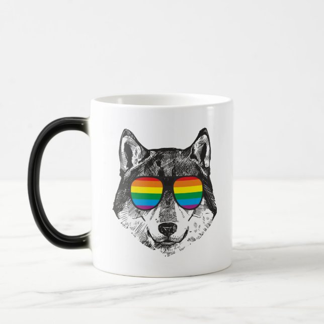 PRIDE WOLF Lgbt Gay Pride Flag Magic Mug (Left)