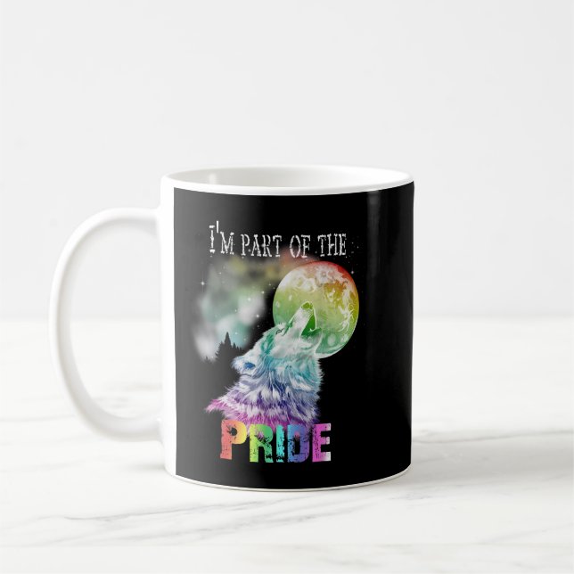 Pride Wolf T-Shirt LGBT Gay Lesbian Coffee Mug (Left)