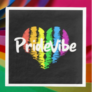 PrideVibe Heart: Bold Black Paper Napkins