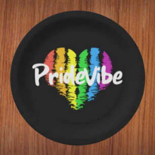 PrideVibe Heart: Bold Black Paper Plates