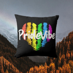 PrideVibe Logo Rainbow Heart Cushion