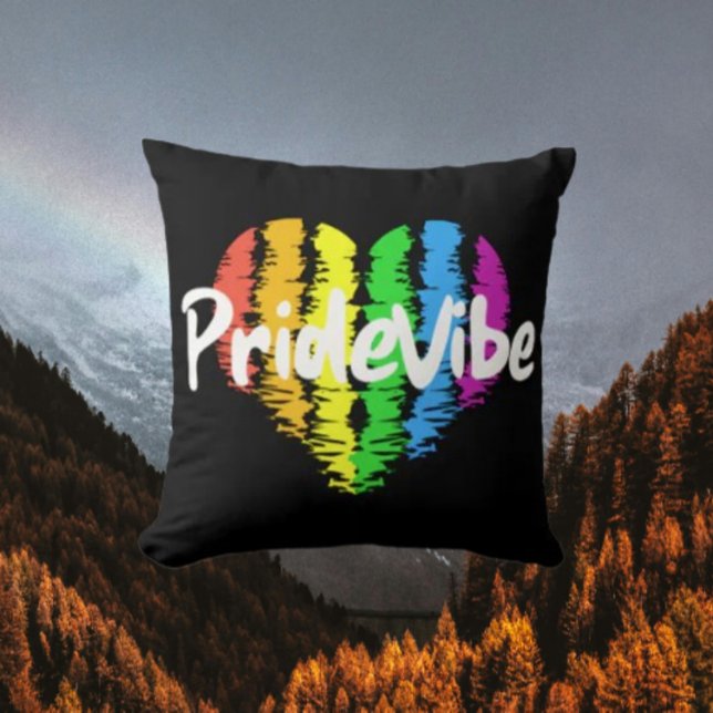 PrideVibe Logo Rainbow Heart Cushion (Creator Uploaded)
