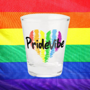 PrideVibe Logo Rainbow Heart Shot Glass