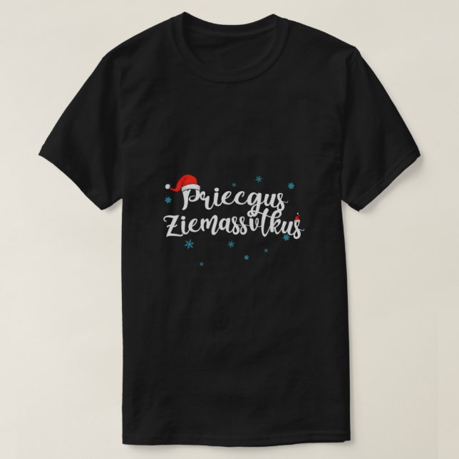Priecigus Ziemassvetkus Latvian Christmas T-Shirt (Design Front)