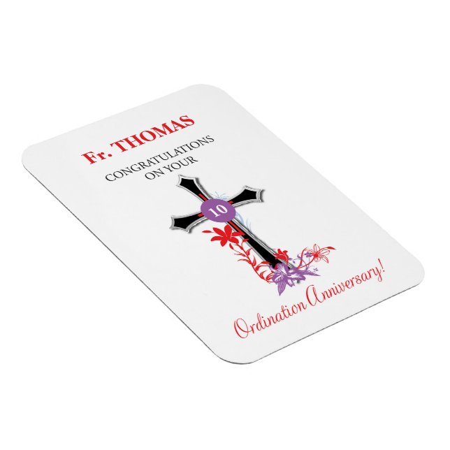 Priest 10th Ordination Anniversary Black Cross Magnet (Right Side)