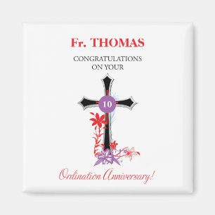 Priest 10th Ordination Anniversary Black Cross Magnet