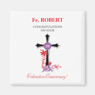 Priest 20th Ordination Anniversary Black Cross Magnet
