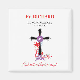Priest 25th Ordination Anniversary Black Cross Magnet