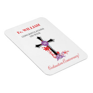 Priest 30th Ordination Anniversary Black Cross Magnet