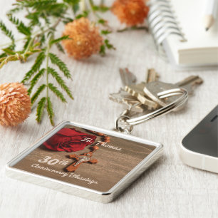 Priest 30th Ordination Anniversary Rose and Rosary Key Ring