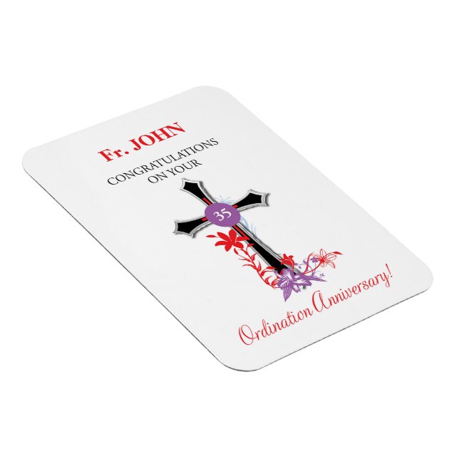 Priest 35th Ordination Anniversary Black Cross Magnet (Right Side)