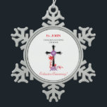 Priest 35th Ordination Anniversary Black Cross Snowflake Pewter Christmas Ornament<br><div class="desc">An anniversary is a day of rejoicing and celebration and rightfully a day to send this special gift,  souvenir,  giveaway or party essential to a priest celebrating his 35th ordination anniversary.</div>