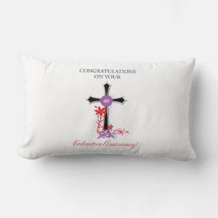 Priest 40th Ordination Anniversary Black Cross Lumbar Cushion